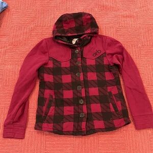 ORB women’s medium Plaid Hooded lined Jacket with lovely large buttons